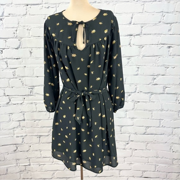 Madewell Dresses & Skirts - Madewell Tie-Waist Mini Dress in French Daisies Black Womens XS Floral Prairie